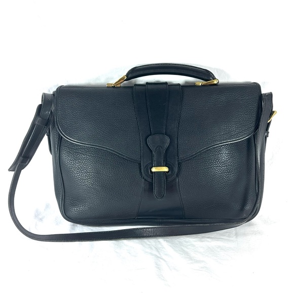 DOONEY & BOURKE Vintage Black Leather Briefcase Laptop Messenger Bag - Picture 1 of 17